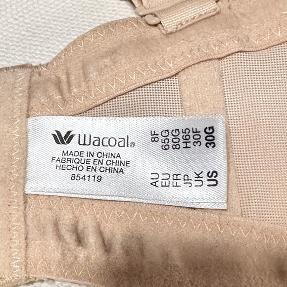 BRA WACOAL 30G Beige 854119 Underwire Full Coverage Opaque 3458 PS - Picture 7 of 13